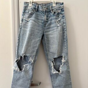 light wash slim straight ankle jeans